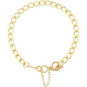 14K Gold Plated Chunky Chain Link Choker Necklace for Women Girls,Statement Cuban Chain Link Paperclip Necklace,Simple Toggle Thick Chain Necklace Trendy Fashion Minimalism Punk Jewelry Gifts (THIN)