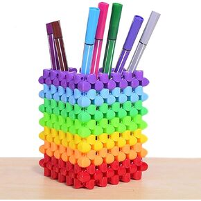 Pen Pencil Holder,Acrylic Desk Organizer Cute,Durable Pencil Cup,Decorative Makeup Brush Holder Cup,Stationery Holder for Office,School,Home,Colorful Rainbow