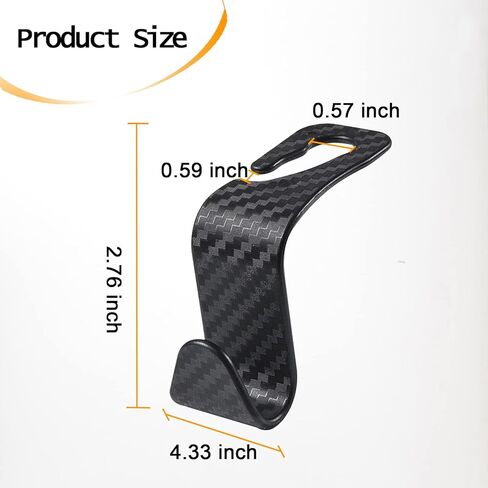 4 قطع خطافات مسند رأس مقعد السيارة، خطاف خلفي قوي مخفي للكرسي، خطاف مسند رأس تخزين السيارة، ملحقات داخلية للسيارة، عالمية للمحفظة وحقيبة البقالة (ألياف الكربون أسود) in Kuwait