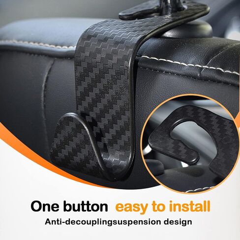 4 قطع خطافات مسند رأس مقعد السيارة، خطاف خلفي قوي مخفي للكرسي، خطاف مسند رأس تخزين السيارة، ملحقات داخلية للسيارة، عالمية للمحفظة وحقيبة البقالة (ألياف الكربون أسود) in Kuwait