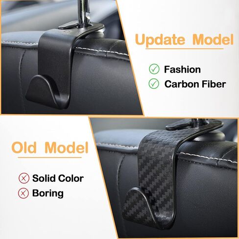 4 قطع خطافات مسند رأس مقعد السيارة، خطاف خلفي قوي مخفي للكرسي، خطاف مسند رأس تخزين السيارة، ملحقات داخلية للسيارة، عالمية للمحفظة وحقيبة البقالة (ألياف الكربون أسود) in Kuwait