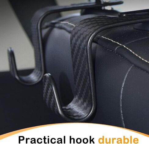 4 قطع خطافات مسند رأس مقعد السيارة، خطاف خلفي قوي مخفي للكرسي، خطاف مسند رأس تخزين السيارة، ملحقات داخلية للسيارة، عالمية للمحفظة وحقيبة البقالة (ألياف الكربون أسود) in Kuwait