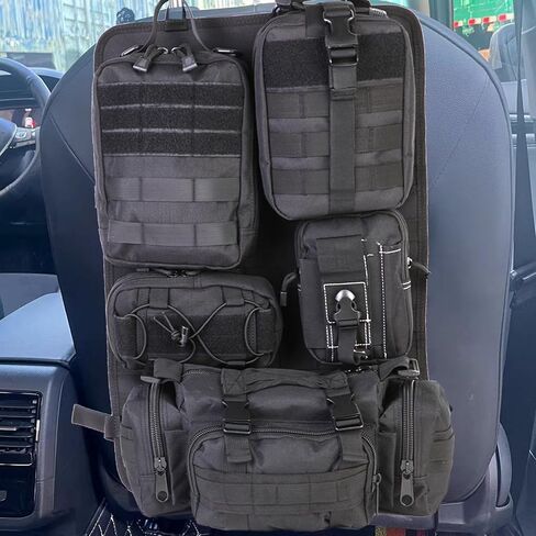 Universal Tactical Seat Back Organizer,Car Seat Back Bag, Vehicle Panel Protector Organizer with 5 Different Size Detachable Molle Pouch.Fits for Jeep,Truck,SUV, etc in Saudi Arabia