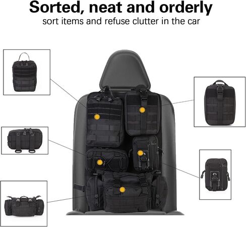 Universal Tactical Seat Back Organizer,Car Seat Back Bag, Vehicle Panel Protector Organizer with 5 Different Size Detachable Molle Pouch.Fits for Jeep,Truck,SUV, etc in Saudi Arabia