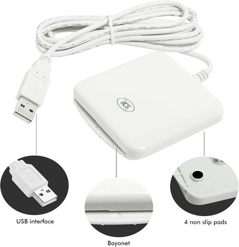 CAC Contact Smart Chip Card Reader Writer Support ISO7816 A B C Memory Cards, USB 2.0 Portable Smart Card Reader + 2PCS SLE4442 Cards, Compatible with Mac OS, Win, Linux, Vista, Android™ in Saudi Arabia