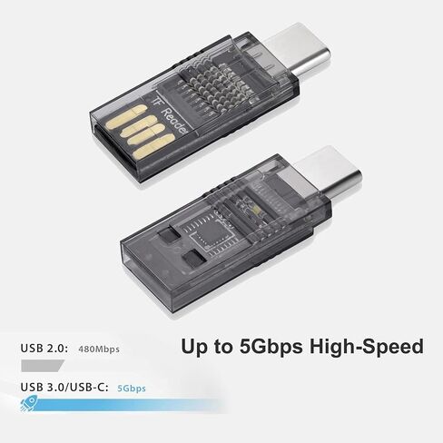 قارئ بطاقة TF، محول قارئ بطاقات Tmiyas Micro SD USB 2.0 / USB C قارئ بطاقة الذاكرة OTG متوافق مع أجهزة MacBook Huawei Windows وMac OS X وAndroid والمزيد in Kuwait