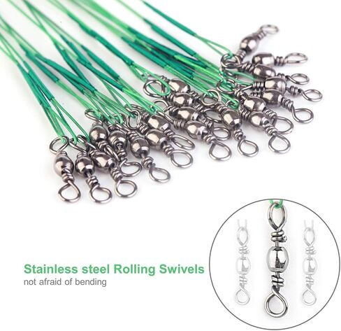 60PCS Fishing Wire Leader, Steel Fishing Leaders with Swivels and Snap, Nylon-Coated Fishing Leader for Connect Fishing Tackle Lures or Hooks, 7.5, 11.7, 12.9 Inch in Saudi Arabia