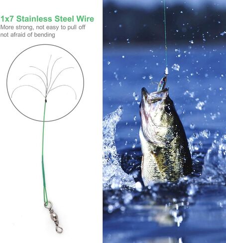 60PCS Fishing Wire Leader, Steel Fishing Leaders with Swivels and Snap, Nylon-Coated Fishing Leader for Connect Fishing Tackle Lures or Hooks, 7.5, 11.7, 12.9 Inch in Saudi Arabia