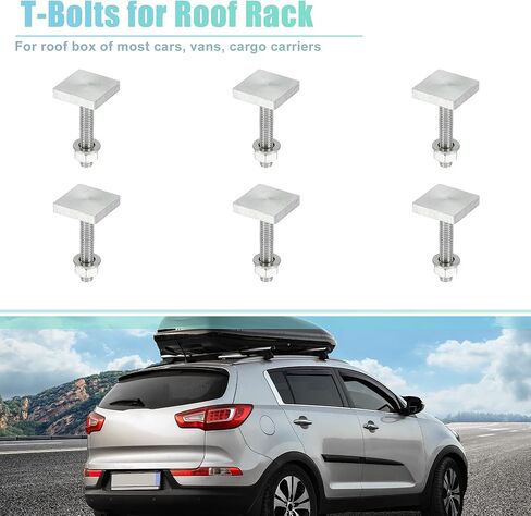 X AUTOHAUX 6 قطع رف سقف عالمي على شكل حرف T مسمار حامل البضائع على السطح، فتحات على شكل حرف T، مسامير مسار على شكل حرف T مع غسالات صواميل، محول شريط متقاطع لرف الدراجة in Saudi Arabia