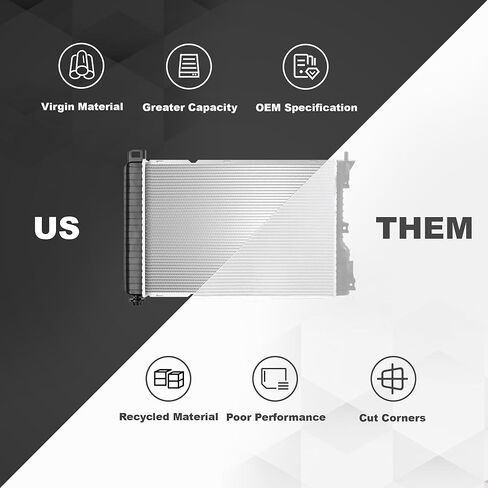 الرادياتير بعرض 34 بوصة | متوافق مع شيفروليه سيلفرادو سوبربان تاهو كاديلاك إسكاليد 4.8 لتر 5.3 لتر 6.0 لتر 6.2 لتر V8 | KLI2370 متوافق مع GM3010274 15841573 25811504 52486596 52487603 2370 in Kuwait