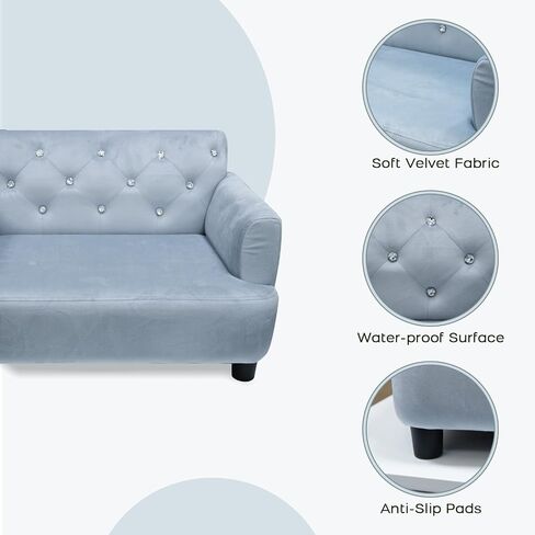 Dog Sofa Bed for Small Dogs, Supportive Foam Dog Couch with Washable Cushion and Anti-Skid Pads, Pet Sofa for Cats, Modern Pet Couch with Low Back, Puppy Bed & Chair, Leopard Pattern in Saudi Arabia