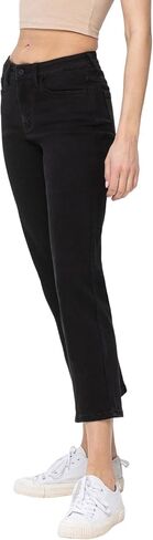 VERVET High Rise Anke Straight Jeans Black T5895 in Saudi Arabia