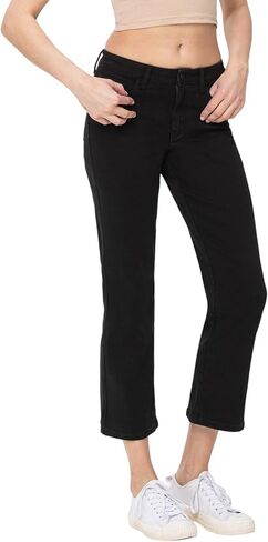 VERVET High Rise Anke Straight Jeans Black T5895 in Saudi Arabia