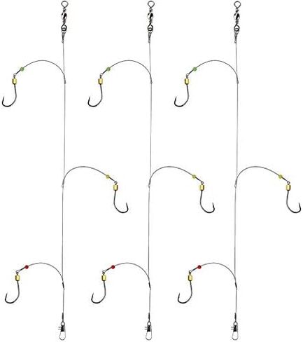 Fishing Hook with Leader,5 Hooks Fishing Rig-7 Strands Nylon Coated Fishing Leader with Swivle,Snap,Hooks in Saudi Arabia