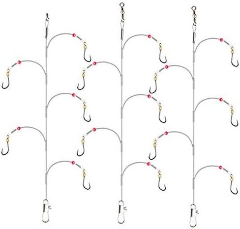 Fishing Hook with Leader,5 Hooks Fishing Rig-7 Strands Nylon Coated Fishing Leader with Swivle,Snap,Hooks in Saudi Arabia