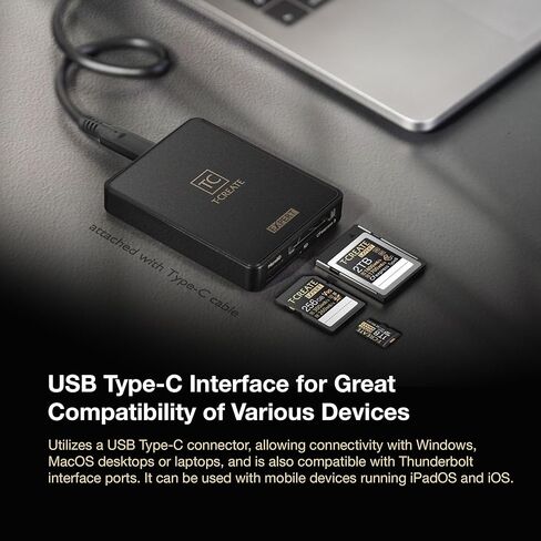 T-Create Expert R31 USB Type-C 3.2 Gen2 x 2 Transfer Speeds Up to 20Gbps /MicroSD, SD, and CFexpress Type B Memory Card Reader for Photographers, Professional Filmmakers &Content Creators TWR31B03 in Saudi Arabia