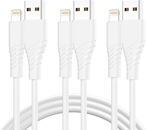 iPhone Charger, [Apple MFi Certified] 3Pack 6FT USB A Charger Cable to iPhone Fast Charger, Apple iPhone Charging Cable Cord Compatible iPhone 13/12/11 Pro Max Xs X XR 8 7 iPad iPod More(White) in Saudi Arabia