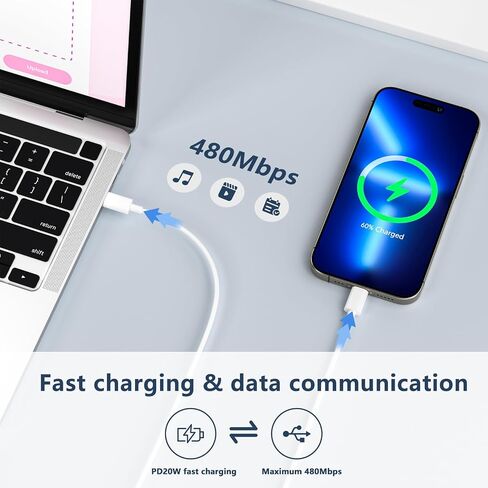 كابل USB C إلى الإضاءة، 5 حزم [3/3/3/6/6FT]، [معتمد من MFi] شاحن هاتف i شحن سريع، كابل من النوع C إلى الإضاءة لهاتف iPhone 14/13/12/11/X/XS/8 ، آيباد، إيربودز in Saudi Arabia