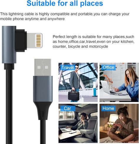 قطعتان من كابلات شاحن iPhone للسيارة، وكابل بيانات iPhone 90 درجة مع Apple Carplay ومعتمد من MFi، سلك شحن iPhone قصير قابل للسحب لأجهزة iPhone/Pad/Pod in Kuwait