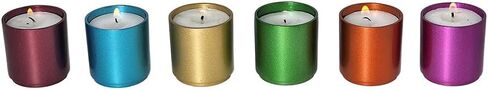 مجموعة حامل شموع Tealight وحدات من Yair Emanuel قابلة للتكديس | حاملات شموع لشموع السبت الفن اليهودي الحديث (زوج، مطروق CSA-S2-1) in Kuwait