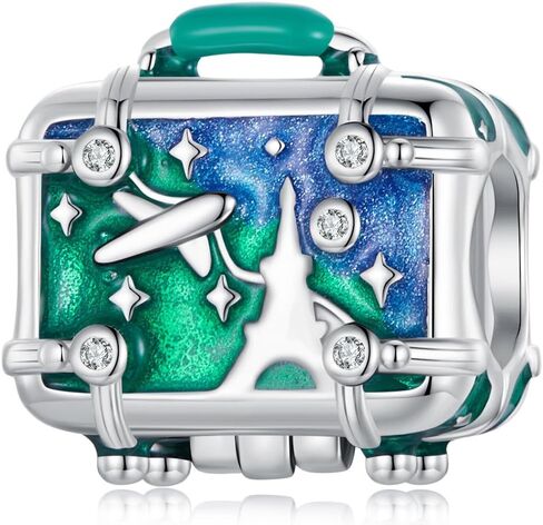 الحب السفر الأخضر حقيبة سحر 925 فضة الذكية العالمية السفر سحر صالح باندورا سحر سوار مجوهرات هدايا للنساء in Kuwait
