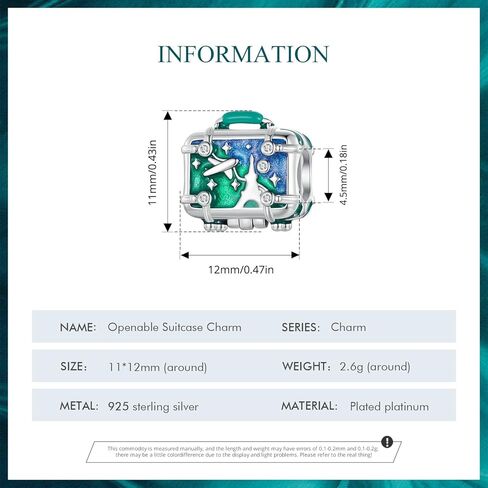 الحب السفر الأخضر حقيبة سحر 925 فضة الذكية العالمية السفر سحر صالح باندورا سحر سوار مجوهرات هدايا للنساء in Kuwait