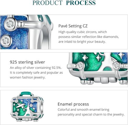 الحب السفر الأخضر حقيبة سحر 925 فضة الذكية العالمية السفر سحر صالح باندورا سحر سوار مجوهرات هدايا للنساء in Kuwait