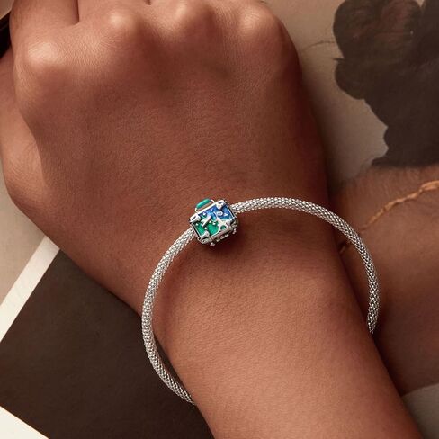 الحب السفر الأخضر حقيبة سحر 925 فضة الذكية العالمية السفر سحر صالح باندورا سحر سوار مجوهرات هدايا للنساء in Kuwait