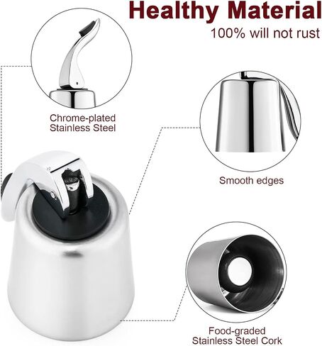 Wine Stoppers for Wine Bottles with Stainless Steel Vacuum Wine Bottle Stopper with Silicone Reusable Wine Corks, Leak proof Keep Fresh Suitable for Red&White Bottle (Black, 1 Pack) in Saudi Arabia
