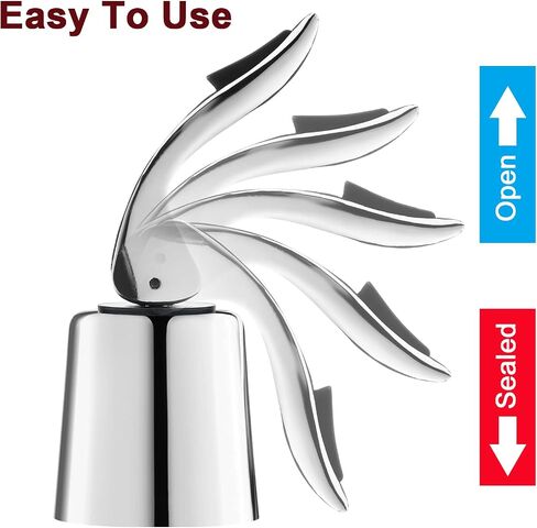 Wine Stoppers for Wine Bottles with Stainless Steel Vacuum Wine Bottle Stopper with Silicone Reusable Wine Corks, Leak proof Keep Fresh Suitable for Red&White Bottle (Black, 1 Pack) in Saudi Arabia