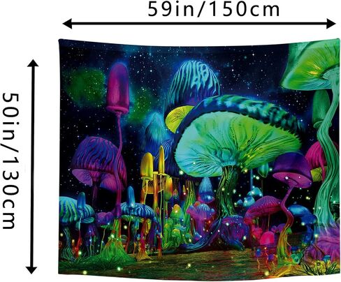 JISHUIWH Blacklight Tapestry,Mushroom Tapestry for Bedroom Aesthetic,Cool Tapestry for Bedroom,Wall tapestry Poster,Room Decor for Teengirls (59"x50", clour001-blacklight mushroom) in Saudi Arabia