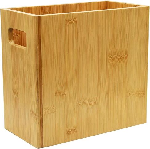 سلة نفايات مستطيلة من الخيزران الطبيعي 100% صديقة للبيئة من Owlgift، حاوية قمامة لإعادة التدوير بسعة 1.55 جالون لغرفة النوم والحمام والمطبخ والمكتب والنوم - 5.3 بوصة طول × 10 بوصة عرض × 9.1 بوصة ارتفاع in Kuwait