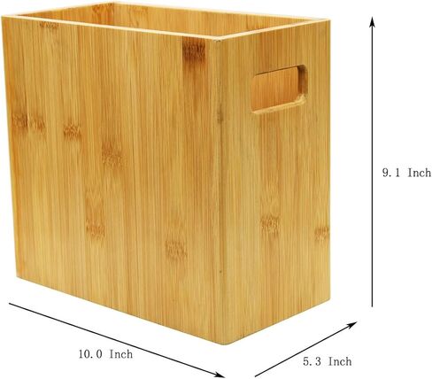سلة نفايات مستطيلة من الخيزران الطبيعي 100% صديقة للبيئة من Owlgift، حاوية قمامة لإعادة التدوير بسعة 1.55 جالون لغرفة النوم والحمام والمطبخ والمكتب والنوم - 5.3 بوصة طول × 10 بوصة عرض × 9.1 بوصة ارتفاع in Kuwait