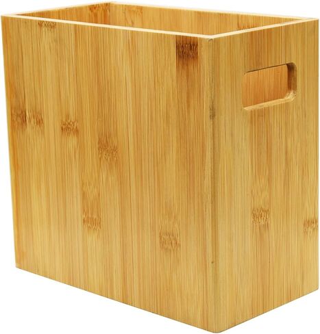 سلة نفايات مستطيلة من الخيزران الطبيعي 100% صديقة للبيئة من Owlgift، حاوية قمامة لإعادة التدوير بسعة 1.55 جالون لغرفة النوم والحمام والمطبخ والمكتب والنوم - 5.3 بوصة طول × 10 بوصة عرض × 9.1 بوصة ارتفاع in Kuwait