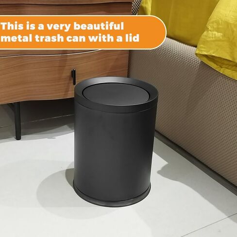 12L/3GAL Matte Black Trash can Bathroom,Garbage can with Swing lid,Cute Trash can for Bathroom, Bedroom,Living Room,Office,Laundry,Hotel,Bank in Saudi Arabia