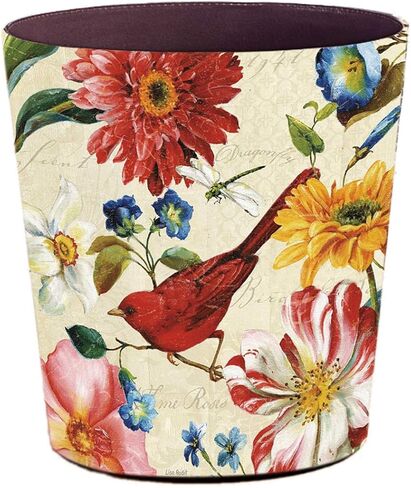 10L Wastebasket Retro Decorative Trash Can Waterproof PU Leather Wastebasket Without Lid for Kitchen, Office, Living Room, Bedroom in Kuwait
