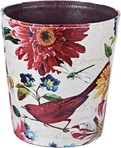 10L Wastebasket Retro Decorative Trash Can Waterproof PU Leather Wastebasket Without Lid for Kitchen, Office, Living Room, Bedroom in Kuwait