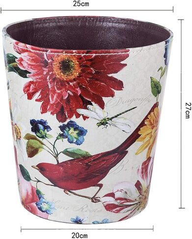10L Wastebasket Retro Decorative Trash Can Waterproof PU Leather Wastebasket Without Lid for Kitchen, Office, Living Room, Bedroom in Kuwait