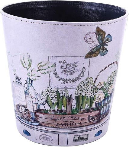 10L Wastebasket Retro Decorative Trash Can Waterproof PU Leather Wastebasket Without Lid for Kitchen, Office, Living Room, Bedroom in Kuwait