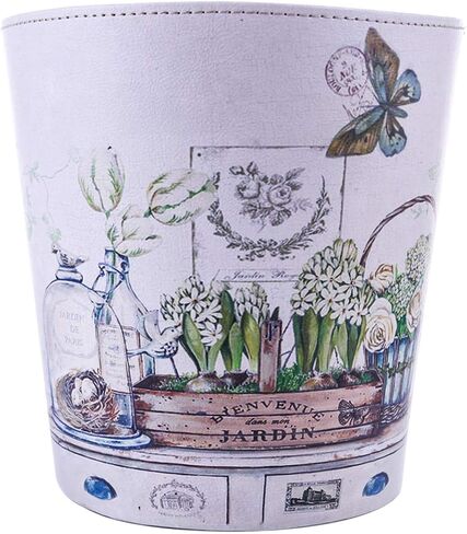 10L Wastebasket Retro Decorative Trash Can Waterproof PU Leather Wastebasket Without Lid for Kitchen, Office, Living Room, Bedroom in Kuwait