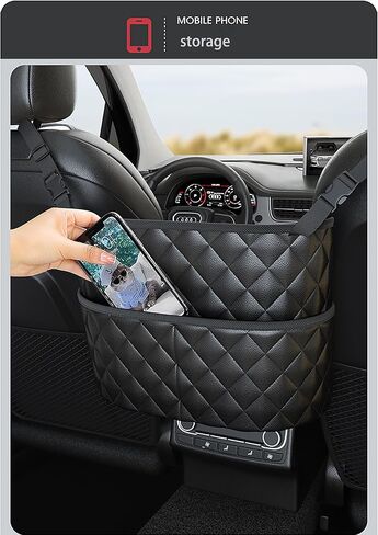 حامل محفظة مناديل البضائع، حقيبة شبكية لظهر المقعد لتنظيم السيارة وتخزينها، حاجز للأطفال في المقعد الخلفي للحيوانات الأليفة، حامل حقيبة يد للسيارة، جيب شبكي متين من جلد البولي يوريثان، حقيبة شبكية لتخزين السائق، أسود in Kuwait