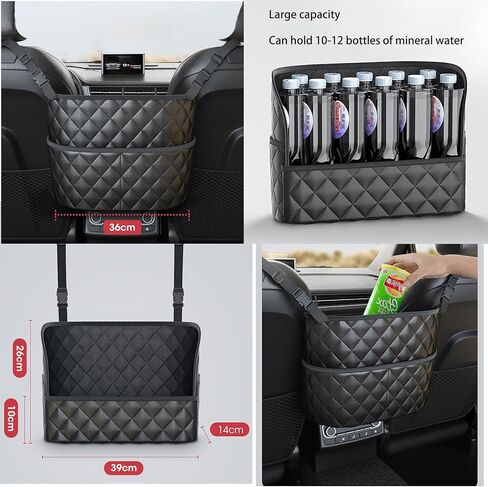 حامل محفظة مناديل البضائع، حقيبة شبكية لظهر المقعد لتنظيم السيارة وتخزينها، حاجز للأطفال في المقعد الخلفي للحيوانات الأليفة، حامل حقيبة يد للسيارة، جيب شبكي متين من جلد البولي يوريثان، حقيبة شبكية لتخزين السائق، أسود in Kuwait