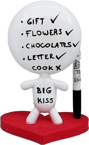 Dry Erase Board - TITTO in Love, Draw Your Ideas - Ceramic Doll - Black Office Design Desk - Coworkers Christmas Office Gift - Home Gift (Black) in Kuwait