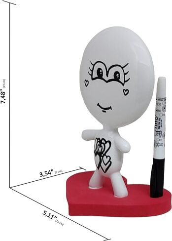 Dry Erase Board - TITTO in Love, Draw Your Ideas - Ceramic Doll - Black Office Design Desk - Coworkers Christmas Office Gift - Home Gift (Black) in Kuwait
