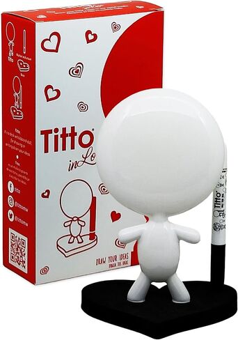 Dry Erase Board - TITTO in Love, Draw Your Ideas - Ceramic Doll - Black Office Design Desk - Coworkers Christmas Office Gift - Home Gift (Black) in Saudi Arabia