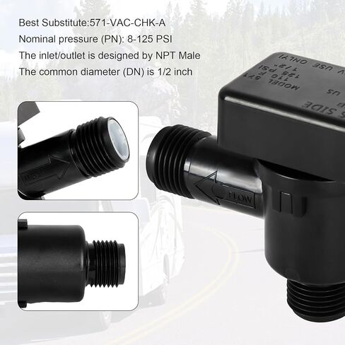 صمام فحص قواطع الفراغ RV، 571-VAC-CHK-A صمام فحص الخزان الأسود RV، استبدال قاطع الفراغ المتسرب على نظام الخزان الأسود بشريط تفلون in Kuwait