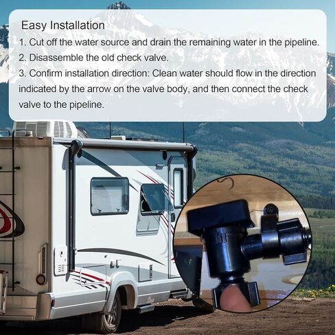 صمام فحص قواطع الفراغ RV، 571-VAC-CHK-A صمام فحص الخزان الأسود RV، استبدال قاطع الفراغ المتسرب على نظام الخزان الأسود بشريط تفلون in Kuwait