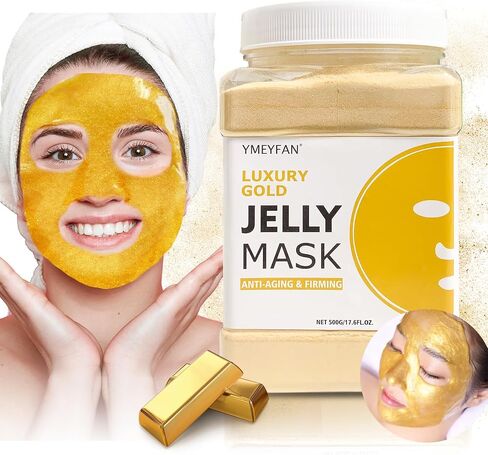 Jelly Mask for Facial Professional - 24K Gold Anti-Aging & Firming Hydrojelly Mask Powder, Hydrating Brighten Jelly Face Mask Skin Care, Natural Gel Peel Off Mask for Spa Salon Vajacial Mask 17.6Fl Oz in Kuwait