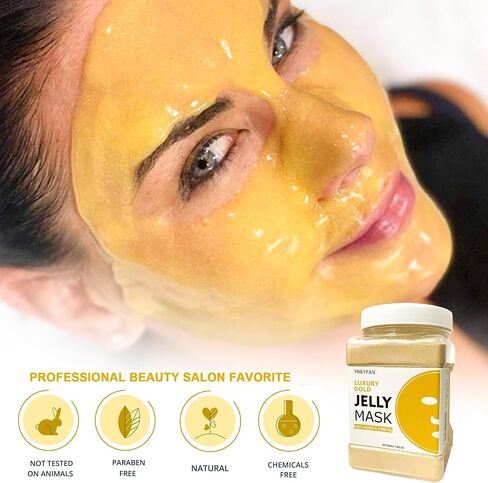 Jelly Mask for Facial Professional - 24K Gold Anti-Aging & Firming Hydrojelly Mask Powder, Hydrating Brighten Jelly Face Mask Skin Care, Natural Gel Peel Off Mask for Spa Salon Vajacial Mask 17.6Fl Oz in Kuwait