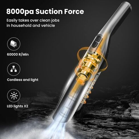TurboClean Pro: مكنسة كهربائية محمولة لاسلكية متقدمة - رفيق التنظيف المثالي | UltraSuction، قاعدة شحن سريعة وفلتر قابل للغسل | تنظيف المنزل والسيارة | شعر الحيوانات الأليفة، الغبار، الحطام in Saudi Arabia